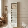 60" X 14" Off White Metal Hanging Wall Decor Clock