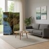 72" Blue And Green Canvas Folding Three Panel Screen Room Divider