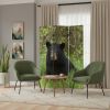 72" Blue And Green Canvas Folding Three Panel Screen Room Divider