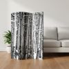 72" Gray And White Canvas Folding Three Panel Screen Room Divider