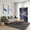 72" Black And Blue Canvas Folding Three Panel Screen Room Divider