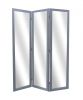 69" Gray Glass Folding Three Panel Screen Room Divider
