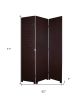 71" Brown Faux Leather Folding Three Panel Screen Room Divider