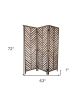 72" Brown Wood Folding Three Panel Screen Room Divider
