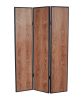 71" Brown Wood Folding Three Panel Screen Room Divider