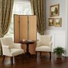 71" Natural Wood Folding Three Panel Screen Room Divider