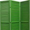 67" Green Wood Folding Three Panel Screen Room Divider