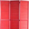 67" Red Solid Wood Panel Screen Room Divider