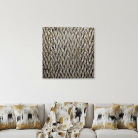 36" X 36" Silver Square Abstract Hanging Dimensional Sculpture