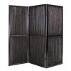 72" Brown Folding Three Panel Screen Room Divider