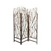 70" Brown Wood Branches Folding Three Panel Screen Room Divider
