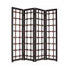 84" Brown Folding Four Panel Screen Room Divider