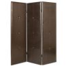 72" Brown Faux Leather Folding Three Panel Screen Room Divider
