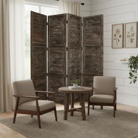 84" Black Wood Folding Four Panel Screen Room Divider