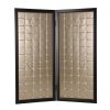 84" Gold Fabric Folding Two Panel Screen Room Divider