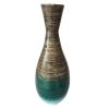28" Blue And Gold Bamboo Amphora Floor Vase