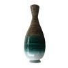 28" Blue And Gold Bamboo Amphora Floor Vase