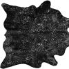 6' X 7' Black And Silver Cowhide Animal Print Area Rug