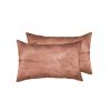 Set of Two 12" X 20" Brown Cowhide Throw Pillow
