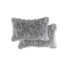 Set of Two 12" X 20" Gray Faux Fur Throw Pillows
