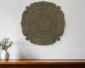 31" Distressed Green European Medallion Metal Wall Decor