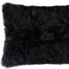 12" X 20" Black Sheepskin Lumbar Throw Pillow