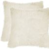 Set of Two 18" Natural Sheepskin Throw Pillows