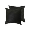 Set of Two 18" Black Cowhide Throw Pillows