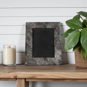 4" x 6" Gray Cowhide Tabletop Picture Frame with Mat