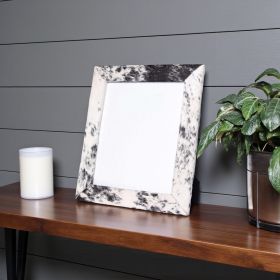 8" x 10" Black And White Cowhide Hanging & Tabletop Picture Frame with Mat