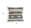 20" Brown Gray And Ivory Southwestern Cotton Throw Pillow