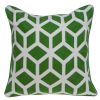 20" Green and White Throw Pillow