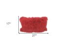 17" Red Genuine Tibetan Lamb Fur Pillow With Microsuede Backing