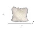 20" Bright White Genuine Tibetan Lamb Fur Pillow With Microsuede Backing