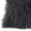 20" Charcoal Genuine Tibetan Lamb Fur Pillow With Microsuede Backing