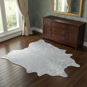 5' X 6' Silver Cowhide Handmade Area Rug