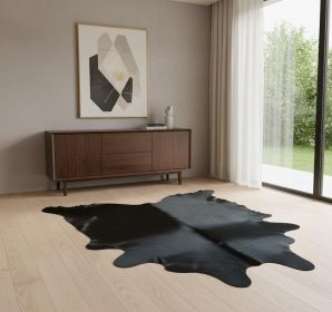 5' X 6' Black Cowhide Handmade Area Rug