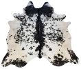 6' X 7' Black And White Cowhide Handmade Area Rug