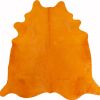 6' X 7' Orange Cowhide Handmade Area Rug
