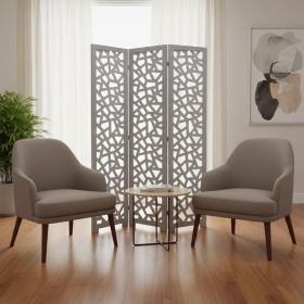 50" Gray Solid Wood Folding Three Panel Screen Room Divider