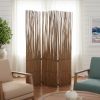 69" Brown Wood and Metal Folding Three Panel Screen Room Divider