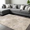 7' X 10' Sand And Light Blue Geometric Area Rug