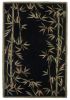 5' X 8' Black Green And Brown Wool Tropical Botanical Hand Tufted Area Rug