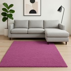 8' X 11' Hot Pink Shag Hand Woven Area Rug
