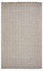 8' X 10' Beige And Gray Wool Chevron Hand Woven Area Rug With Fringe