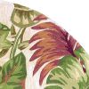 7' Beige Green And Pink Wool Botanical Leaves Hand Tufted Round Rug