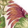 7' Beige Green And Pink Wool Botanical Leaves Hand Tufted Round Rug