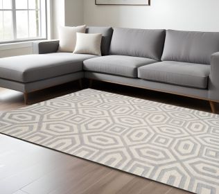 8' X 10' Gray Wool Geometric Hand Tufted Area Rug