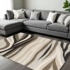 8' X 10' Beige Ivory And Black Wool Abstract Hand Tufted Area Rug