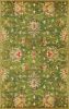 8' X 11' Green Red And Ivory Wool Floral Medallion Hand Tufted Area Rug
